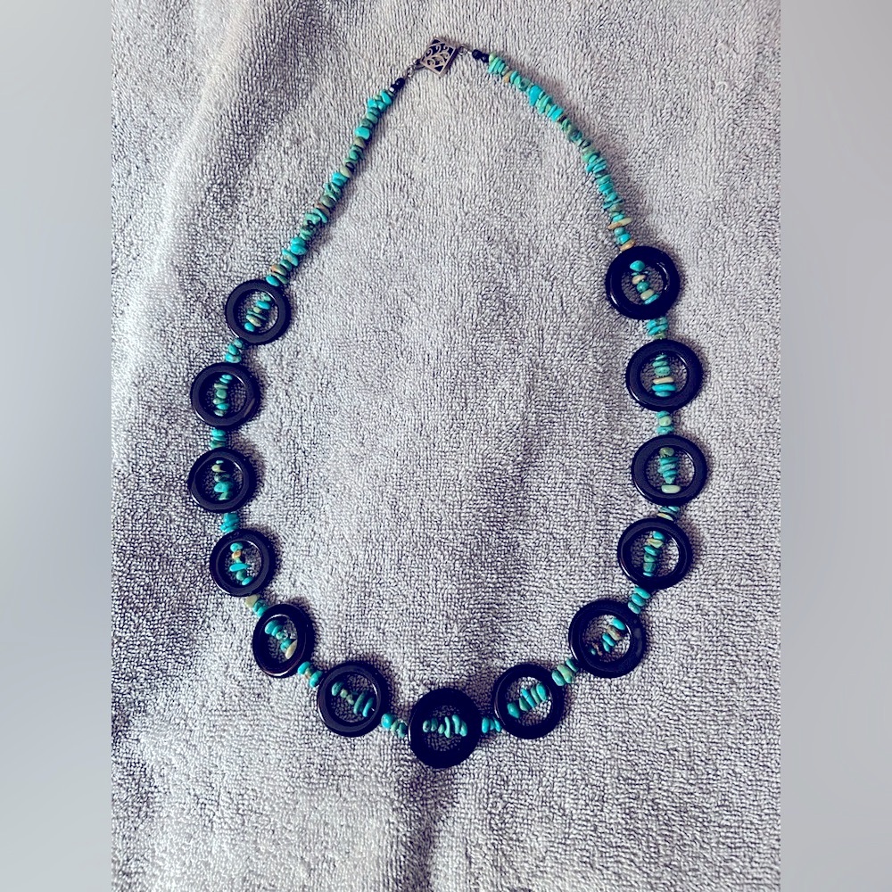 Onyx and Turquoise Beaded Necklace